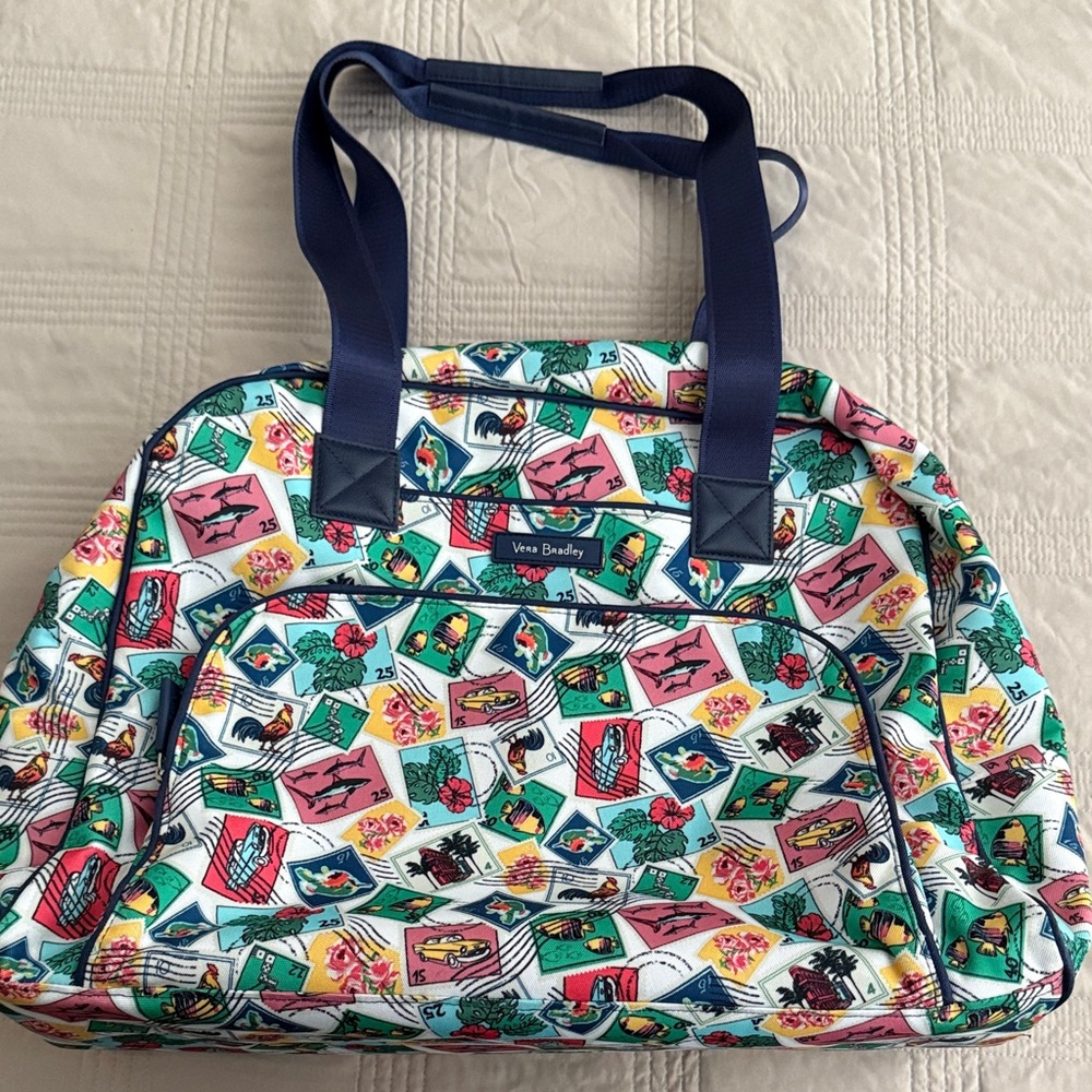 Vera Bradley Multicolor Travel Bag with Blue Handles